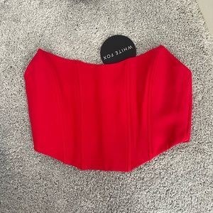 Brand new white fox corset top